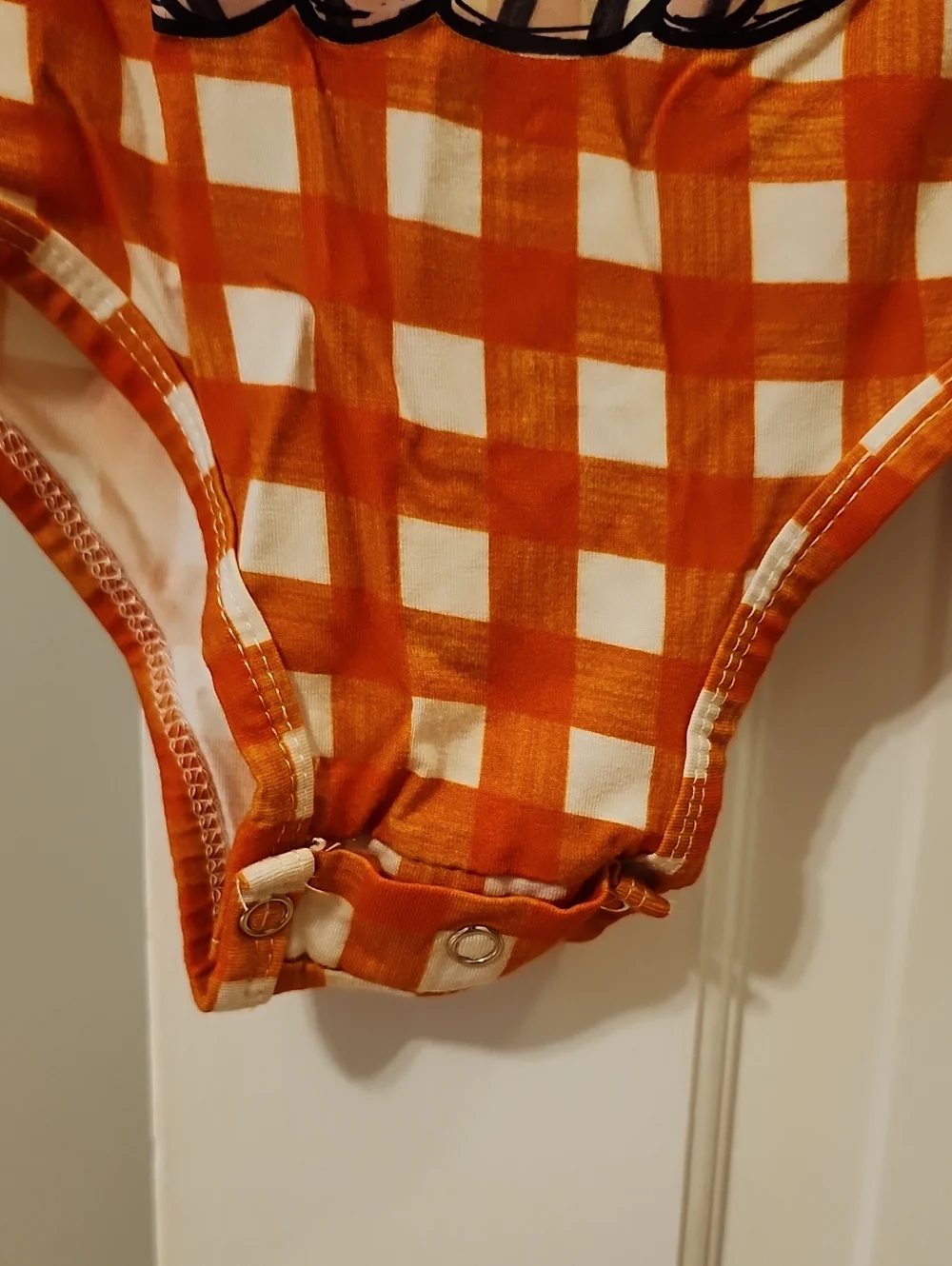 Abby & Evie Orange Gingham Pumpkin One-Piece (18M)
